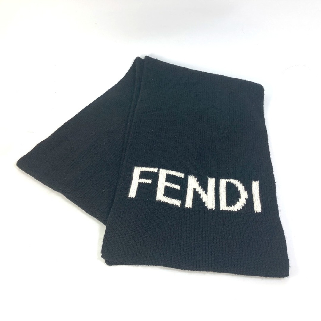 FENDI - フェンディ FENDI ロゴ FXS124 マフラー ウール ブラック 美品