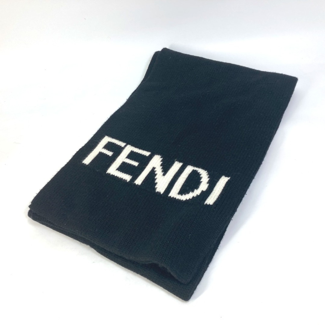 FENDI - フェンディ FENDI ロゴ FXS124 マフラー ウール ブラック 美品