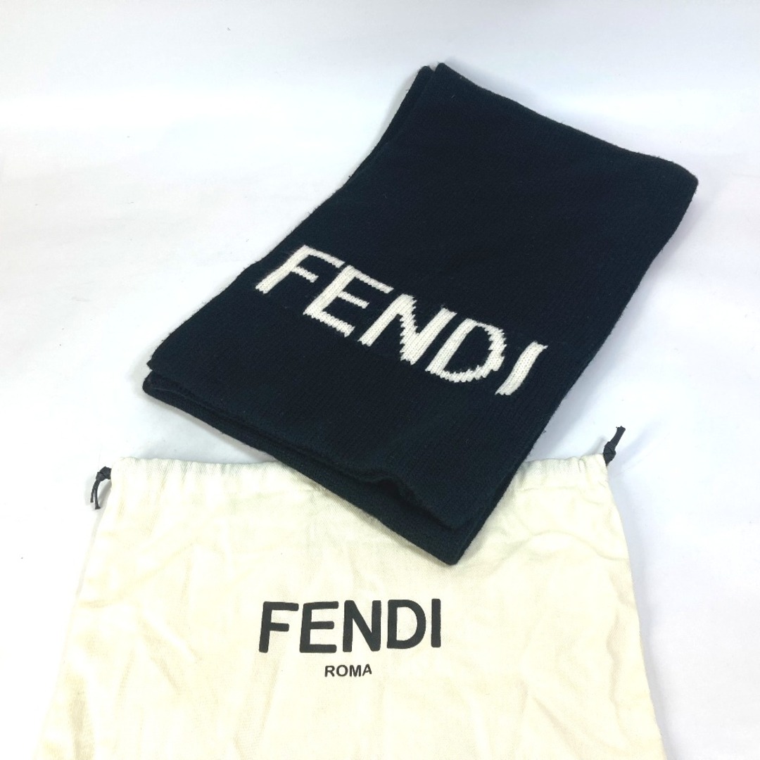 FENDI - フェンディ FENDI ロゴ FXS124 マフラー ウール ブラック 美品