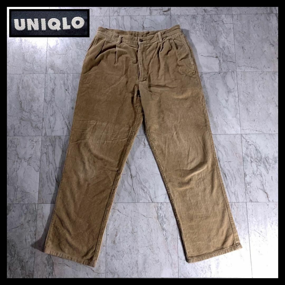 UNIQLO - 90s OLD UNIQLO 紺タグ 2タック 太畝 コーデュロイ パンツ