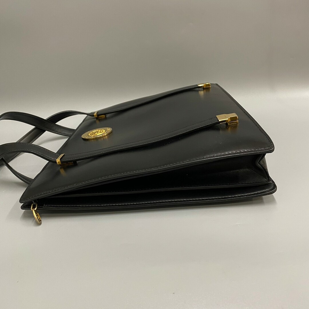 美品 CELINE セリーヌ ヴィンテージ ロゴ 金具 レザー 本革 ハンドバッグ ミニ トートバッグ ビジネスバッグ A4収納可能 ブラック 黒 27551