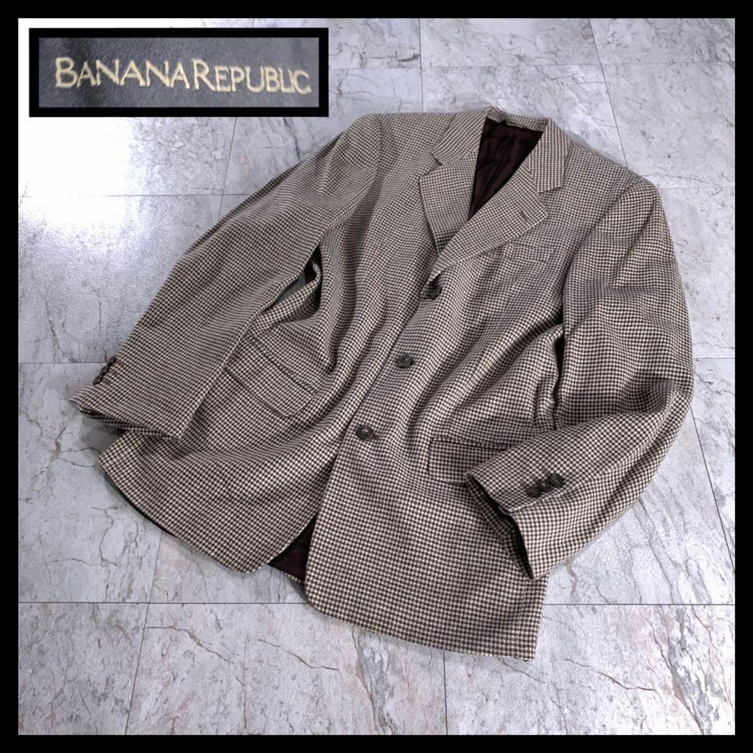 90s BANANA REPUBLIC シルク リネン ニット ポロシャツ L