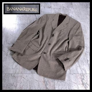 バナナリパブリック(Banana Republic)の90s 古着 バナナリパブリック 3B テーラードジャケット 千鳥格子 シルク(テーラードジャケット)