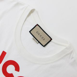 GUCCI グッチ Tシャツ カットソー ホワイト 白 サイズ:XS トップス 半袖 オーバーサイズ テディベア クマ ベアー パッチ ロゴ コットン  綿 23春夏 イタリア製 ハイブランド 【レディース】【中古】