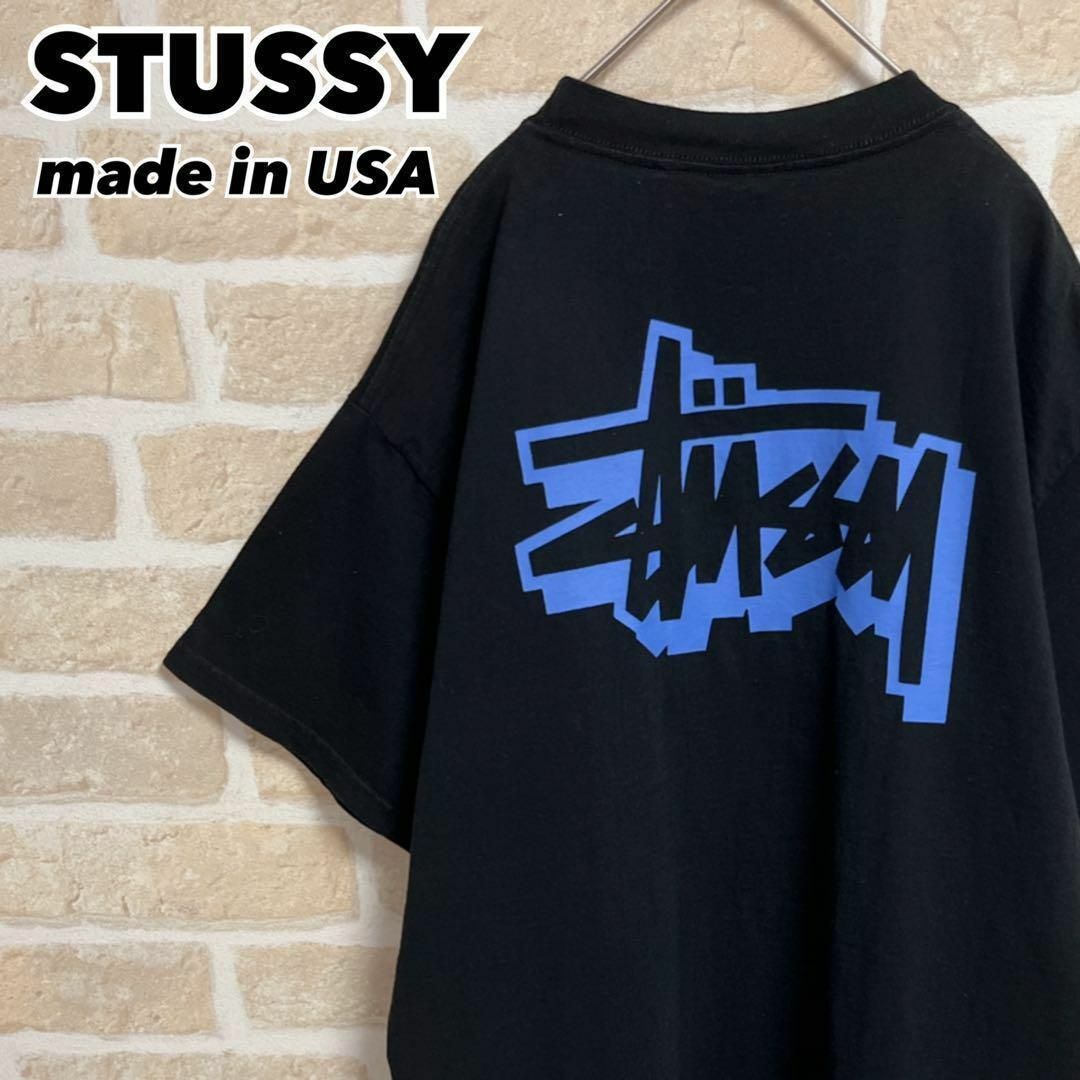 90s USA製 STUSSY ステューシー Tシャツ ブラック 白タグ ロゴ