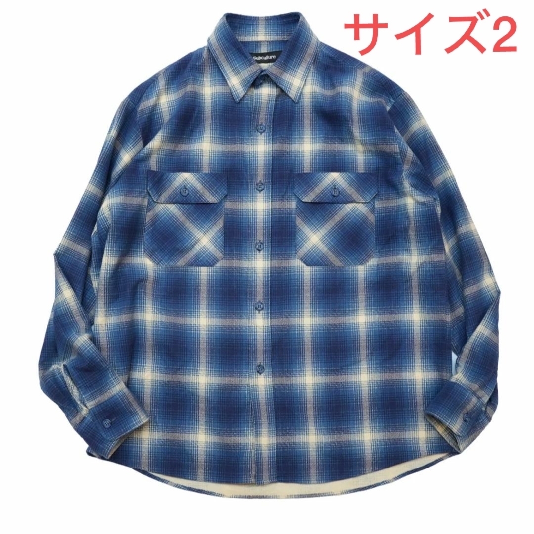 ネルシャツsubculture/OMBRE CHECK SHIRT/青/サイズ2