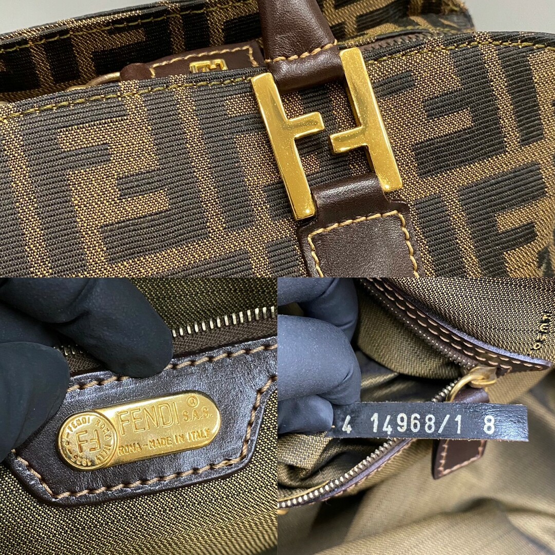 FENDI - 美品 保存袋付き FENDI フェンディ ズッカ 柄 レザー 本革