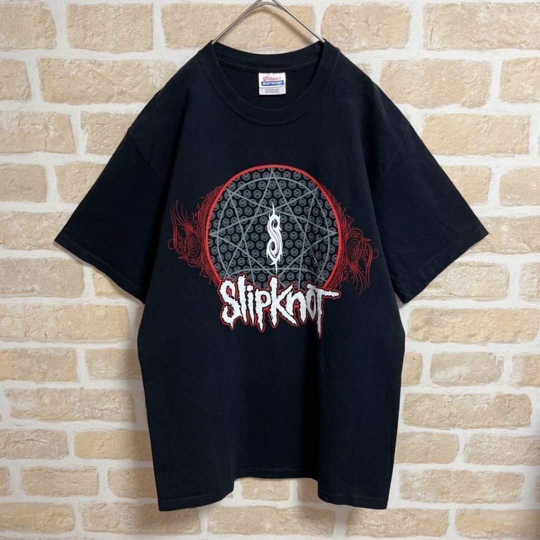 00s人気黒00s 人気 黒 ■ Slipknot スリップノット プリント 半袖 Tシャツ