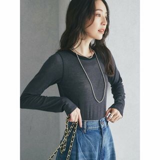 ラブティックボンボン(La boutique BonBon)の【ブラック】カシミヤシルクシアーカットソー(カットソー(長袖/七分))