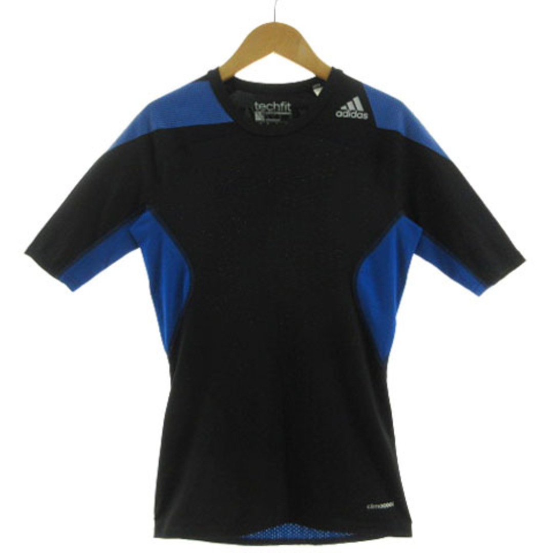 adidas(アディダス)のadidas Tシャツ コンプレッションウェア 半袖 ロゴ 切替え 黒 青 L スポーツ/アウトドアのスポーツ/アウトドア その他(その他)の商品写真