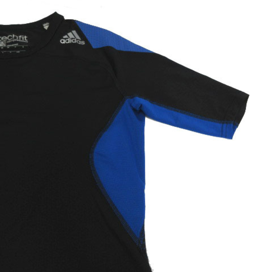 adidas(アディダス)のadidas Tシャツ コンプレッションウェア 半袖 ロゴ 切替え 黒 青 L スポーツ/アウトドアのスポーツ/アウトドア その他(その他)の商品写真