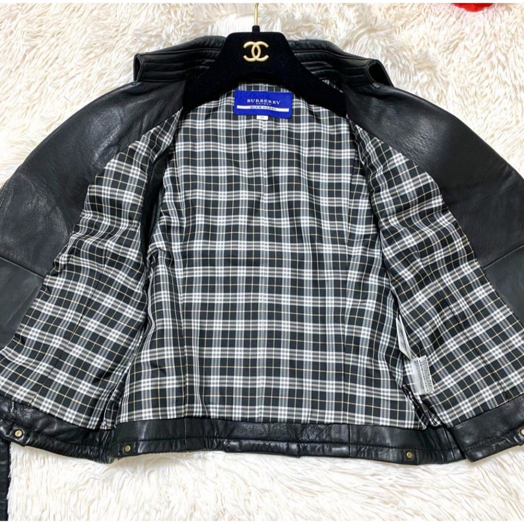 【極美品】BURBERRY BLUE LABEL 本革 ライダース ベスト 38