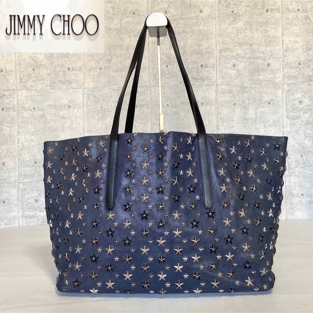 【 JIMMY CHOO】PIMLICO ネイビー スタースタッズ トートバッグ | フリマアプリ ラクマ