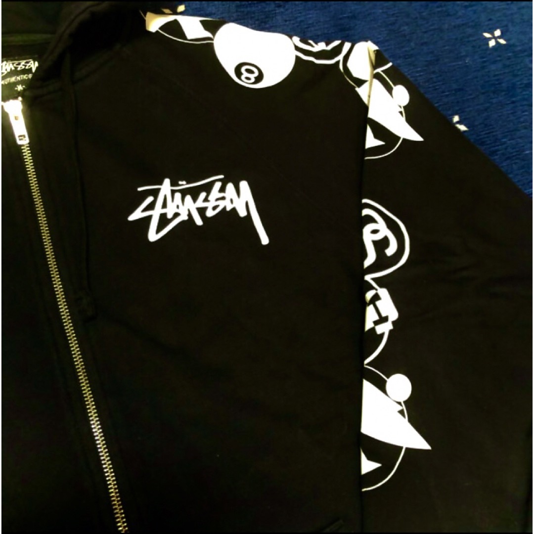 stussy ステューシー ジップアップフードパーカー 袖プリント