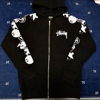 stussy ステューシー ジップアップフードパーカー 袖プリント