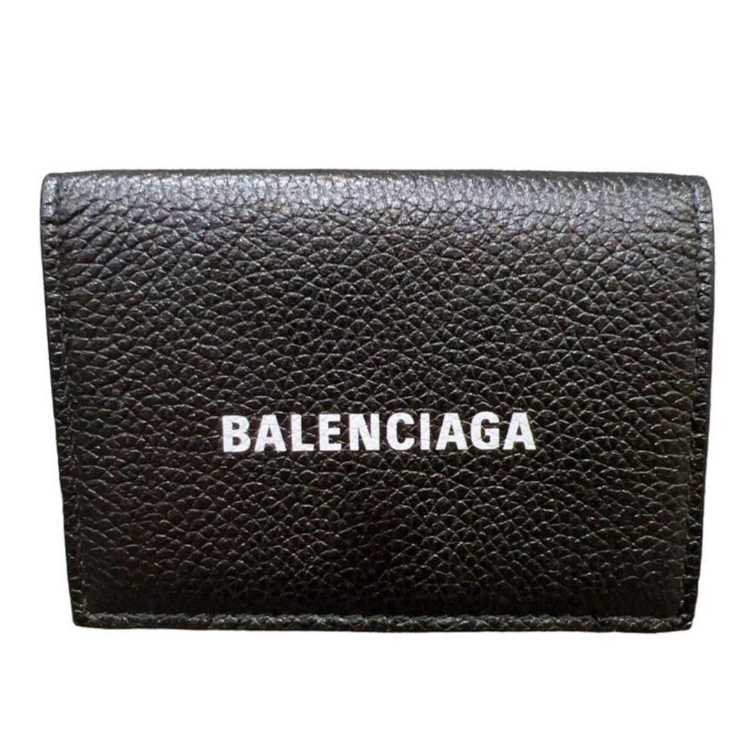 バレンシアガ BALENCIAGA キャッシュコンパクトウオレット 594312 ブラック レザー ユニセックス 三つ折り財布