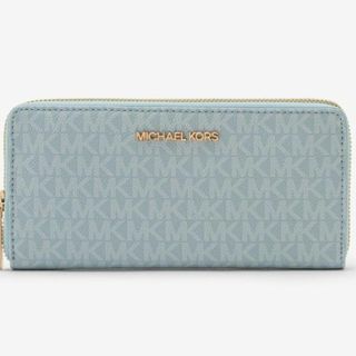 Michael Kors マイケルコース レザー TRAVEL CONTINENTAL ラウンドファスナー 長財布 32F6SM9E9L ブルー gy