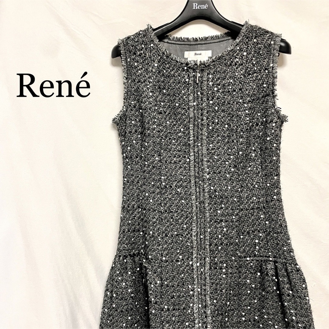 ☆美品・ほぼ未使用☆ ルネ Rene ノースリーブ ワンピース-