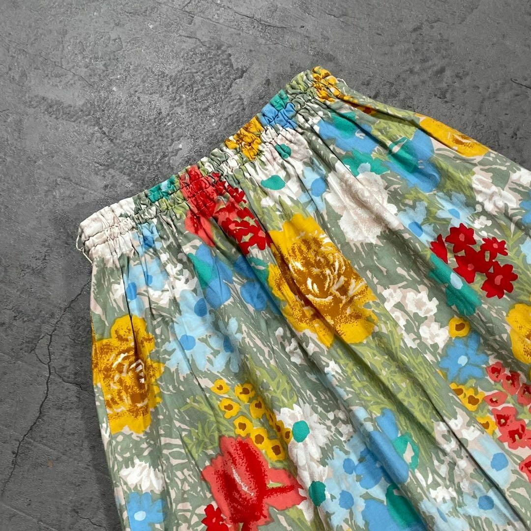 (L)総柄 花柄 フレア ロング スカート