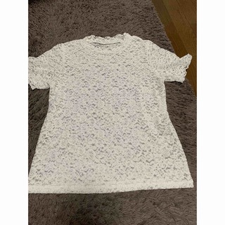 ジーユー(GU)の花柄 レースシャツ 白(Tシャツ(半袖/袖なし))