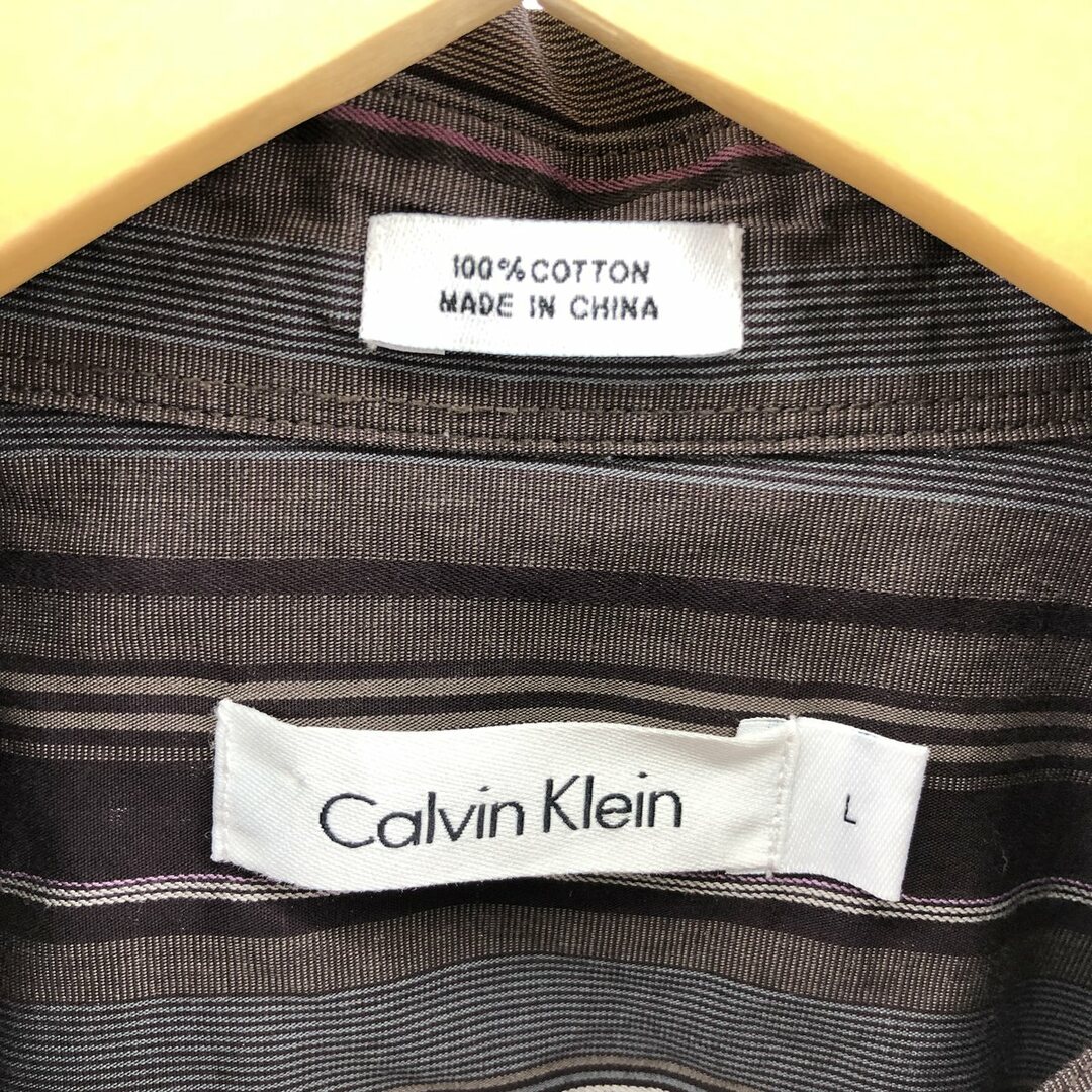 Calvin Klein(カルバンクライン)の古着 カルバンクライン Calvin klein 長袖 コットンストライプシャツ メンズXL /eaa384294 メンズのトップス(シャツ)の商品写真