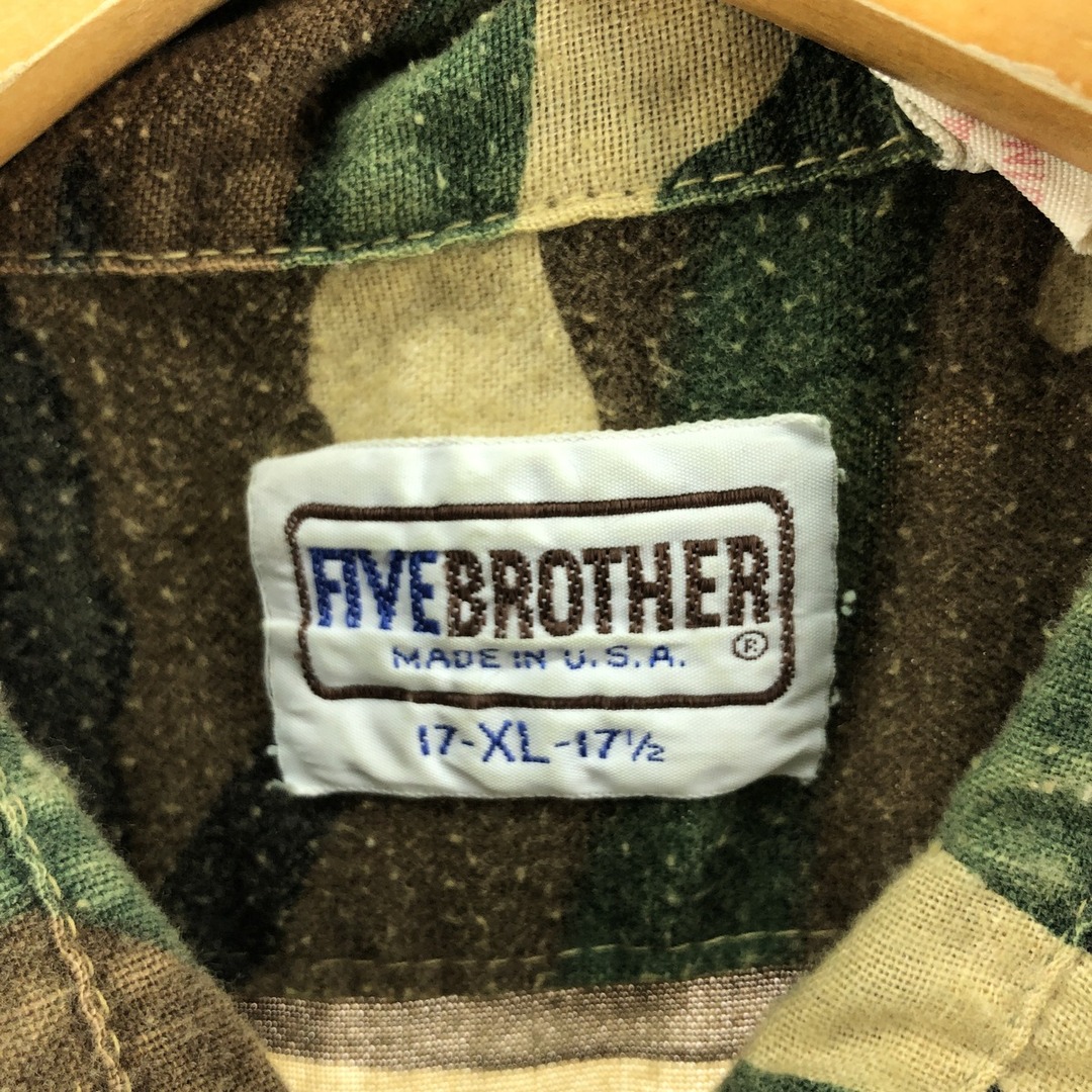 古着 70年代 ファイブブラザー Five Brother 迷彩柄 長袖 シャモアクロスシャツ USA製 メンズXL ヴィンテージ /eaa384289 メンズのトップス(シャツ)の商品写真