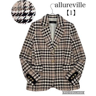 アルアバイル(allureville)の美品♪allureville　ツイードテーラードジャケット　ベージュ　21AW(テーラードジャケット)