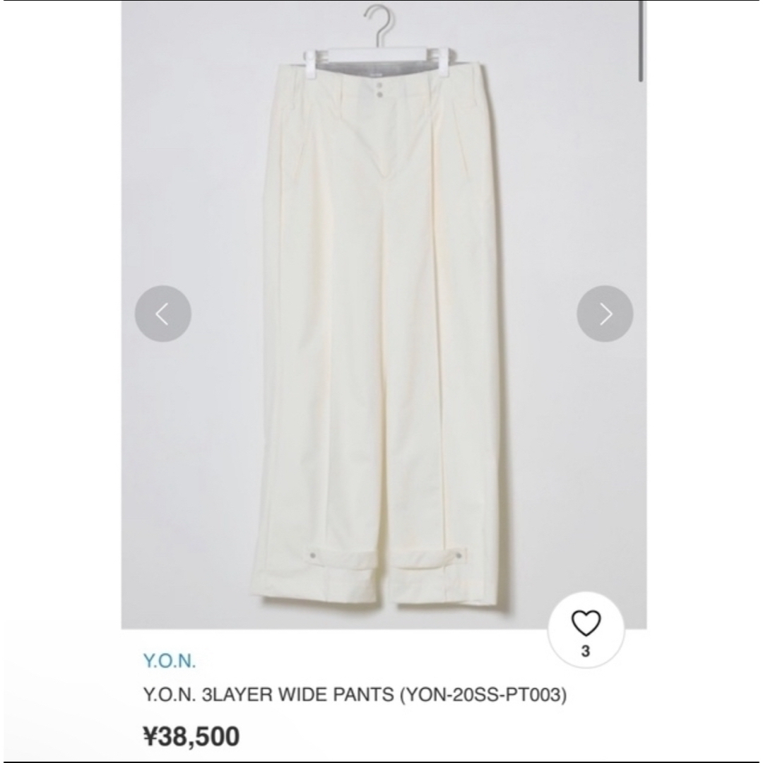 Y.O.N. ワイオーエヌ 3LAYER WIDE PANTS ワイドパンツ