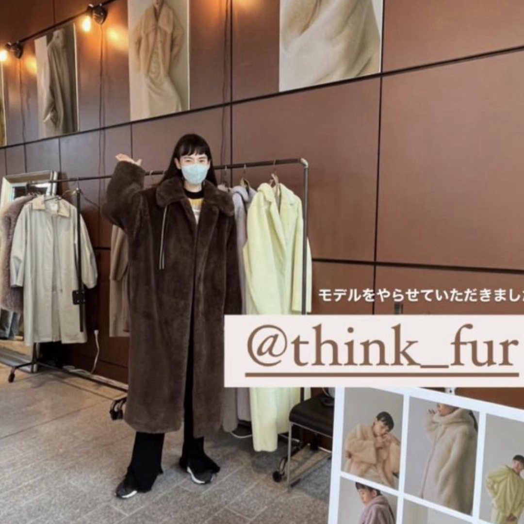 think fur　Rex Like Fur Cocoon CoatDBrownサイズ