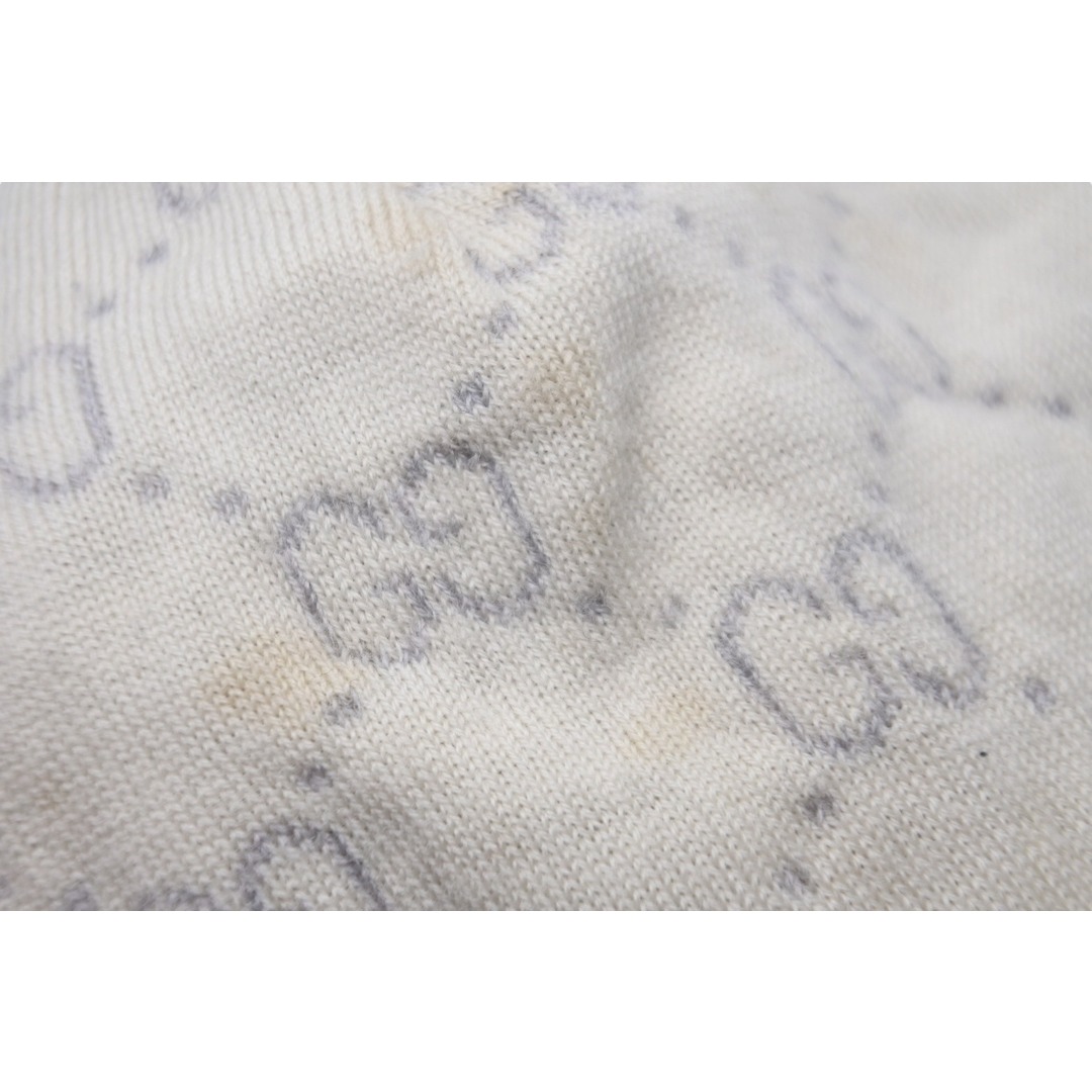 GUCCI グッチ ベビーニットキャップ 帽子 GG柄 261826 3K206 9266 ウール ベージュ レッド グリーン キッズ 良品 55099 3