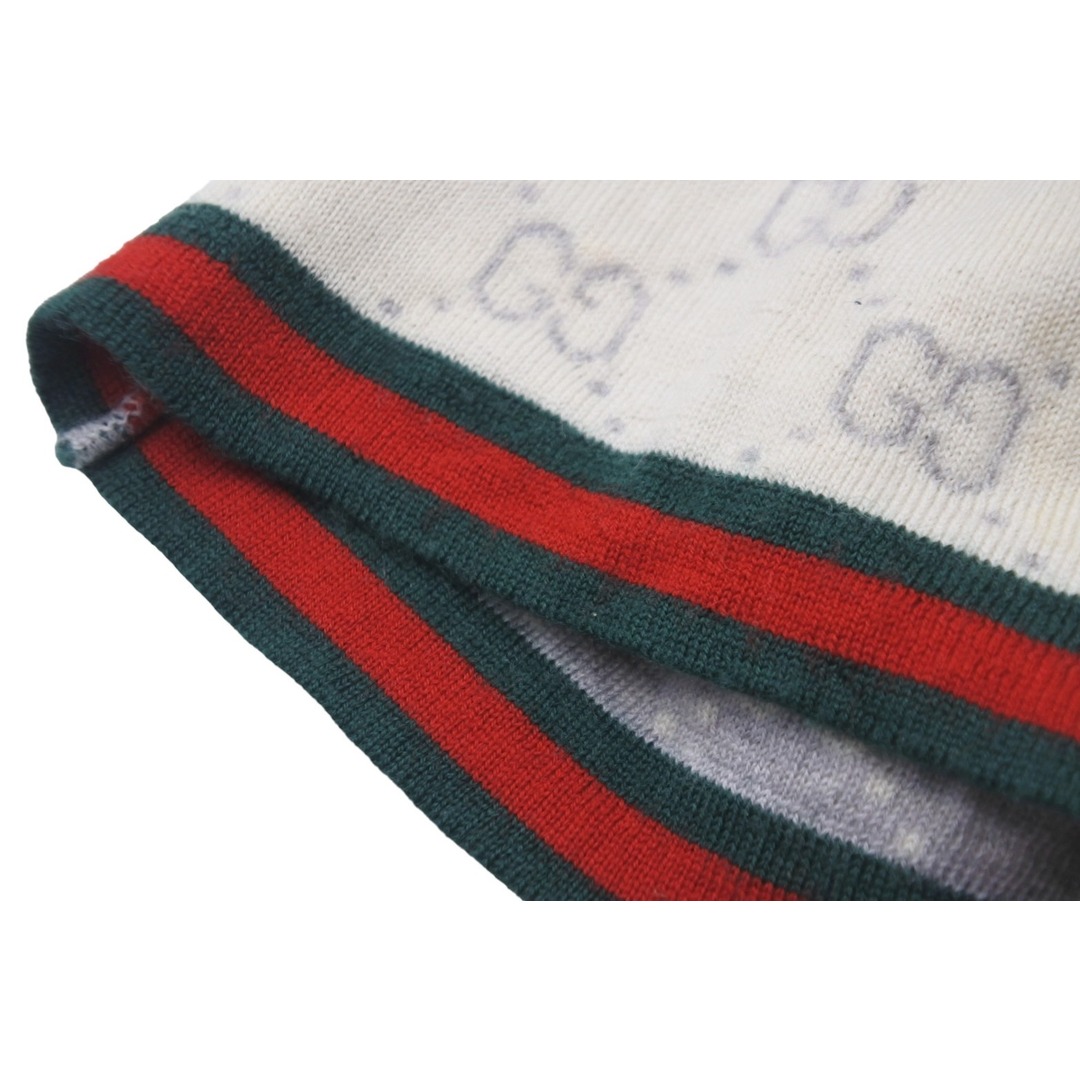 GUCCI グッチ ベビーニットキャップ 帽子 GG柄 261826 3K206 9266 ウール ベージュ レッド グリーン キッズ 良品 55099 4