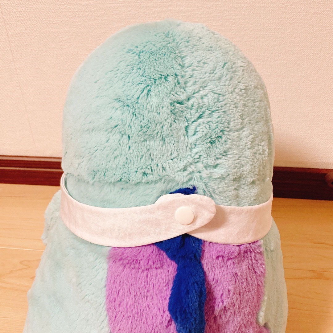 ふわふわヌオー よだれかけ 水色フリル リボン付き ハンドメイドのぬいぐるみ/人形(ぬいぐるみ)の商品写真