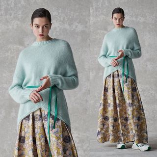 Drawer*22AW 3Gモヘアウールニット ミントグリーン ミントブルー