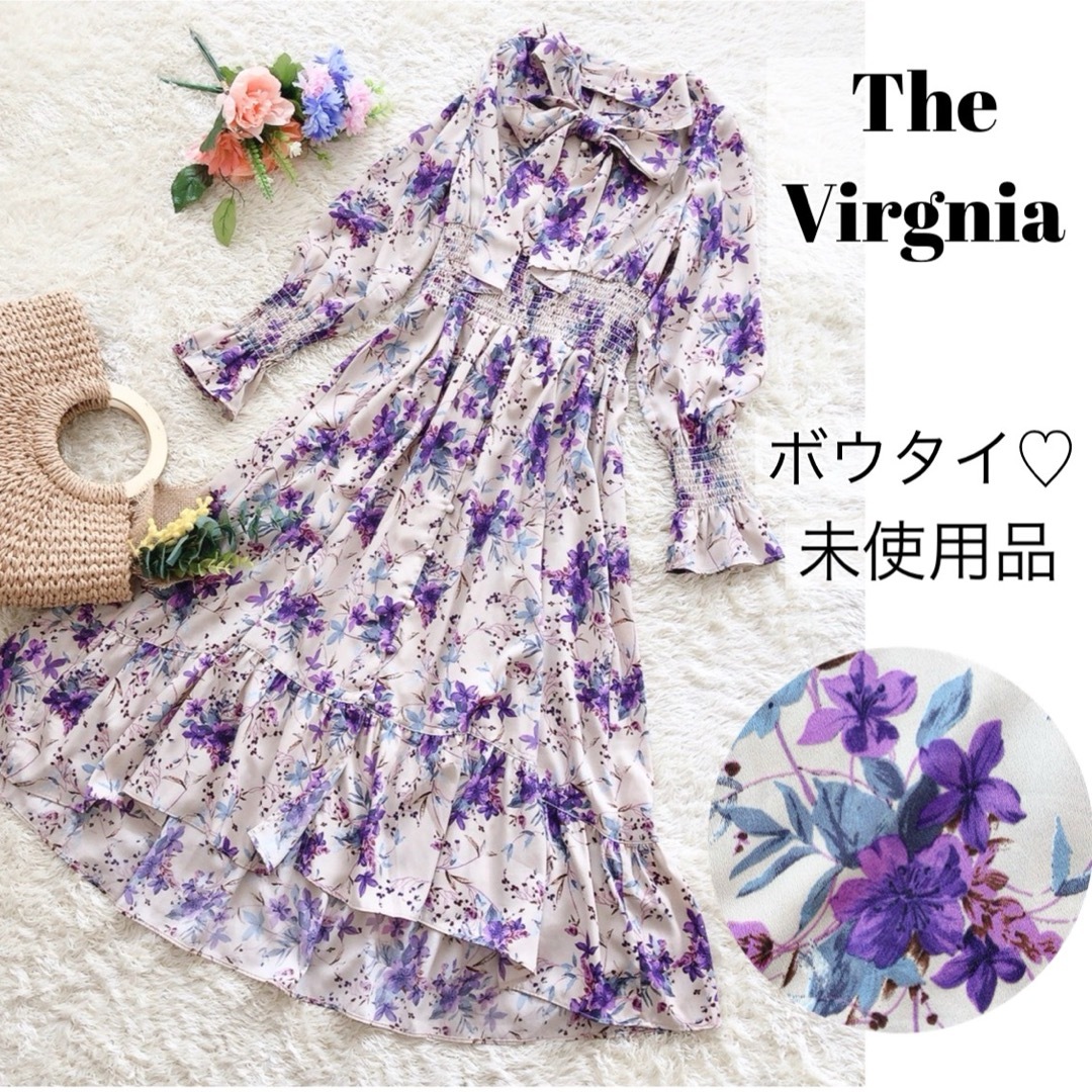 【未使用品】The Virgnia ヴィンテージ花柄シャーリングワンピース 36レトロワンピ