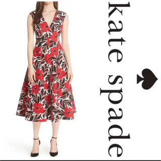 ケイトスペードニューヨーク(kate spade new york)のケイトスペード　花柄ワンピース　フラワープリントワンピース(ロングワンピース/マキシワンピース)