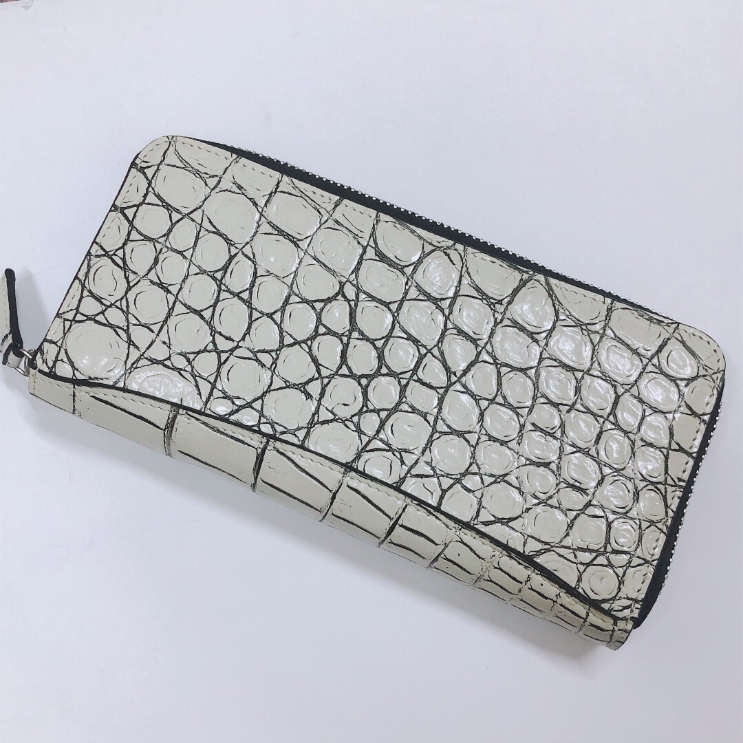 新品 CROIX ROYAL クロコダイル 財布 長財布 目地染め バニラ染め-