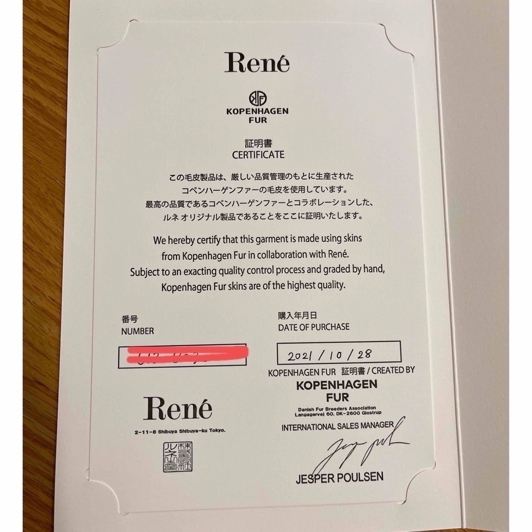 René(ルネ)のRene コペンハーゲンファー　コート レディースのジャケット/アウター(ロングコート)の商品写真