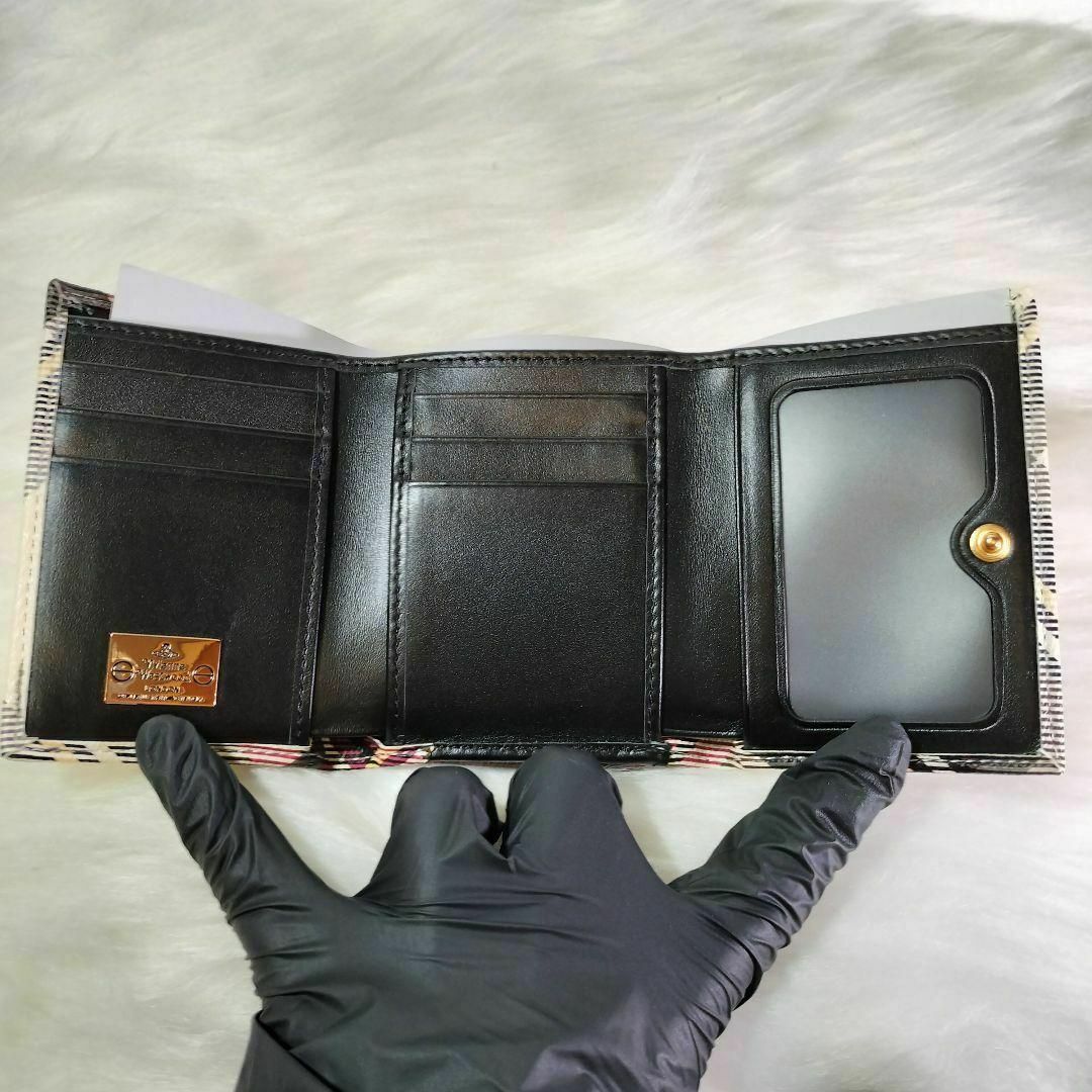 【新品未使用】Vivienne Westwood 三つ折り財布 チェック 白