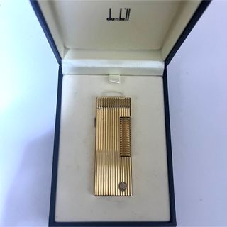 ダンヒル(Dunhill)のダンヒルガスライター　ゴールド　箱、説明書付き(タバコグッズ)