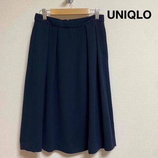 ユニクロ(UNIQLO)のUNIQLO ユニクロ　フレアースカート　ネイビー(ひざ丈スカート)