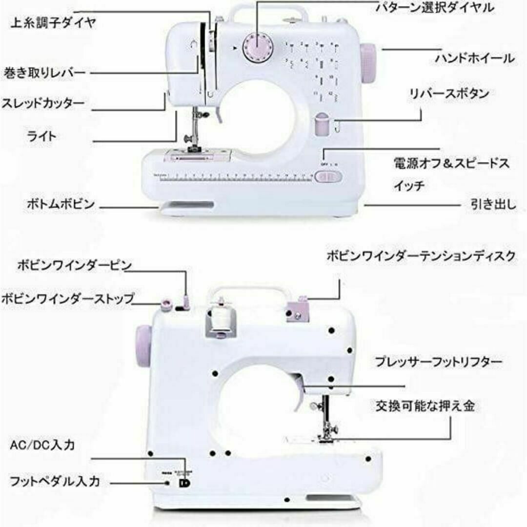 電動ミシン ホームミシン 家庭用 コンパクト 簡単 縫物 初心者向き スマホ/家電/カメラの生活家電(その他)の商品写真