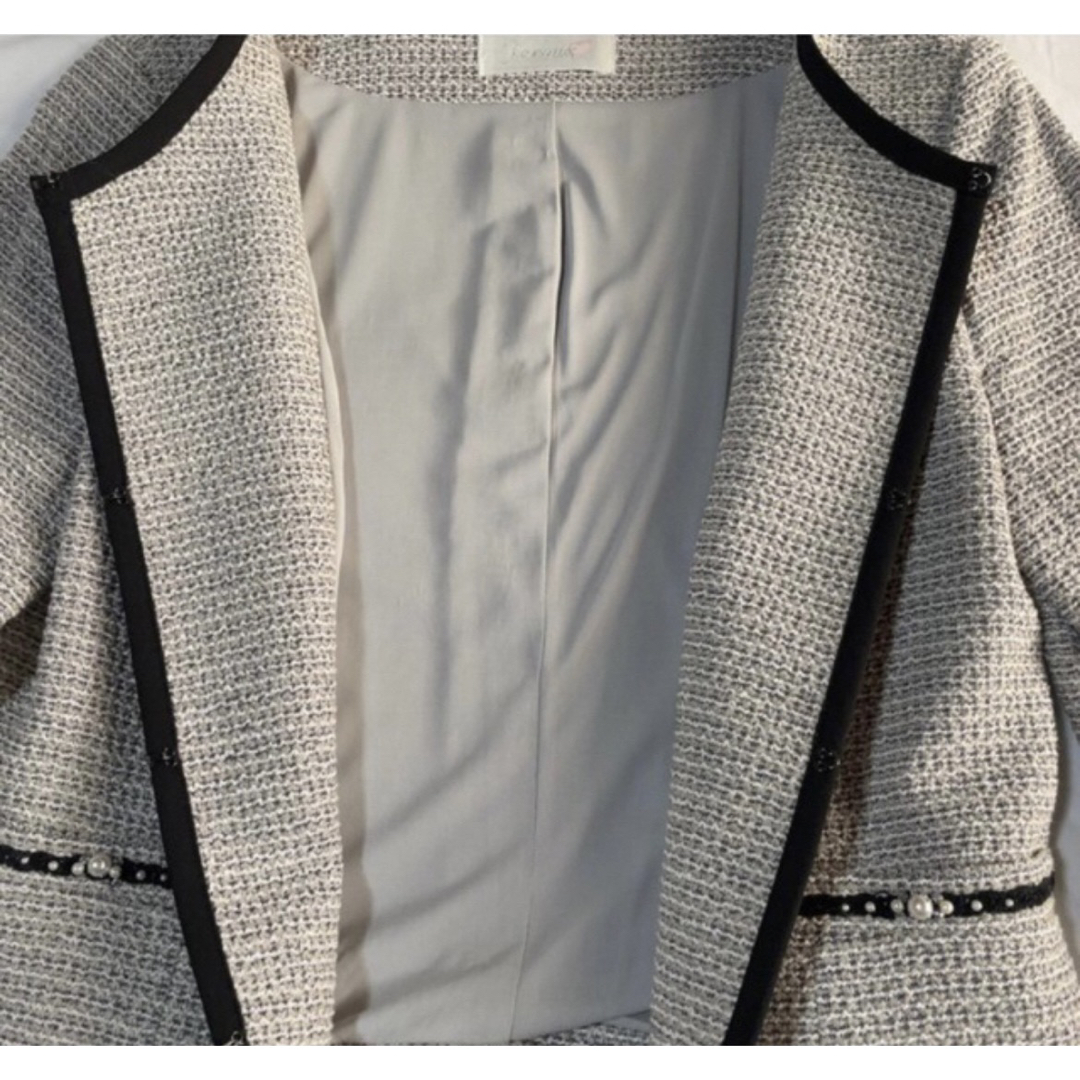 Feroux(フェルゥ)の入学式　フォーマル スーツ オンワードferoux ツイードジャケット スカート レディースのフォーマル/ドレス(スーツ)の商品写真