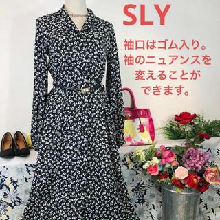 スライ(SLY)のSLY 長袖ワンピースロング　開襟　ポケット有　袖のニュアンス出せるゴム入り袖口(ロングワンピース/マキシワンピース)