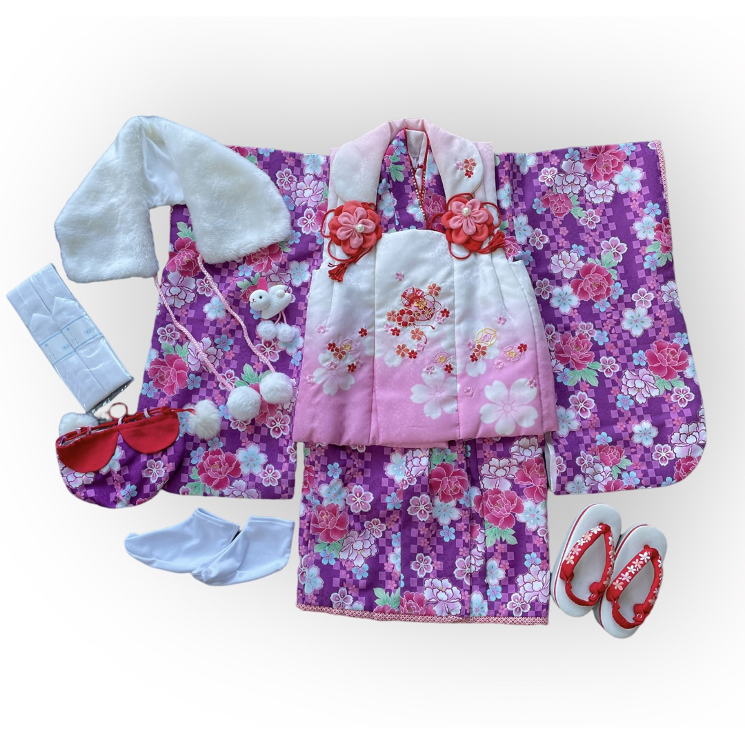 専用   七五三 女の子 3歳セット 着物R.Kikuchi キッズ/ベビー/マタニティのキッズ服女の子用(90cm~)(和服/着物)の商品写真