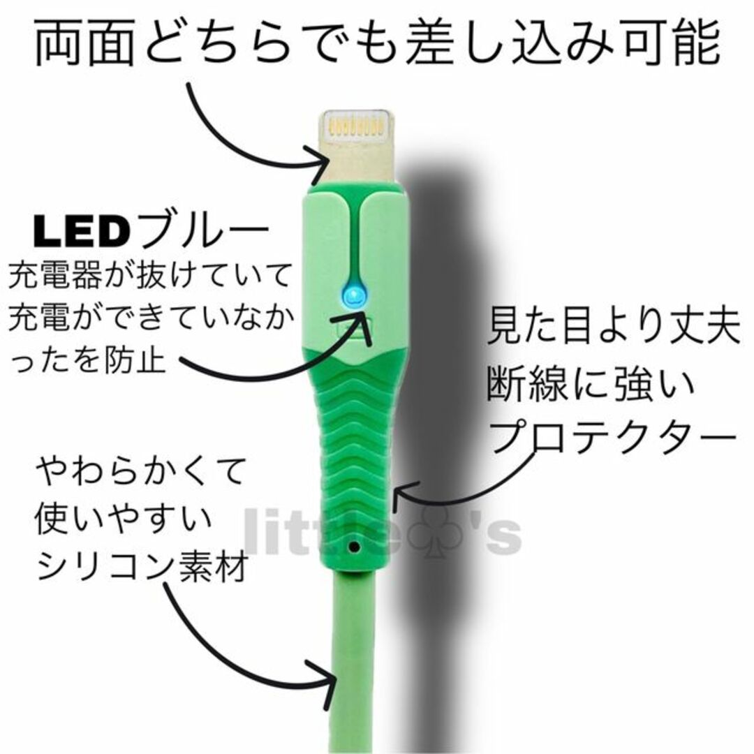 USBーC to ライトニング パステル 急速充電 18W 2m 3色セット スマホ/家電/カメラのテレビ/映像機器(映像用ケーブル)の商品写真