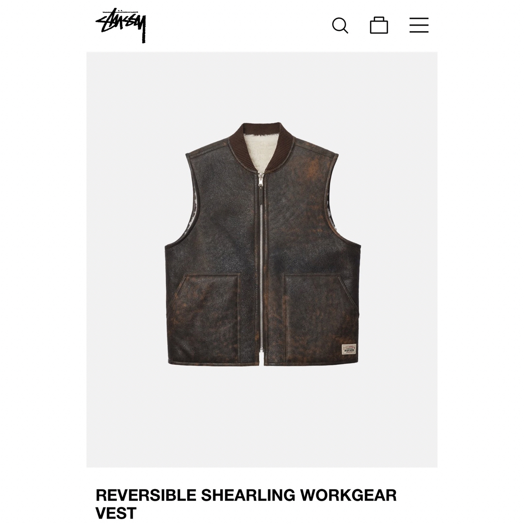 ベストSTUSSY REVERSIBLE SHEARLING WORKGEARVEST