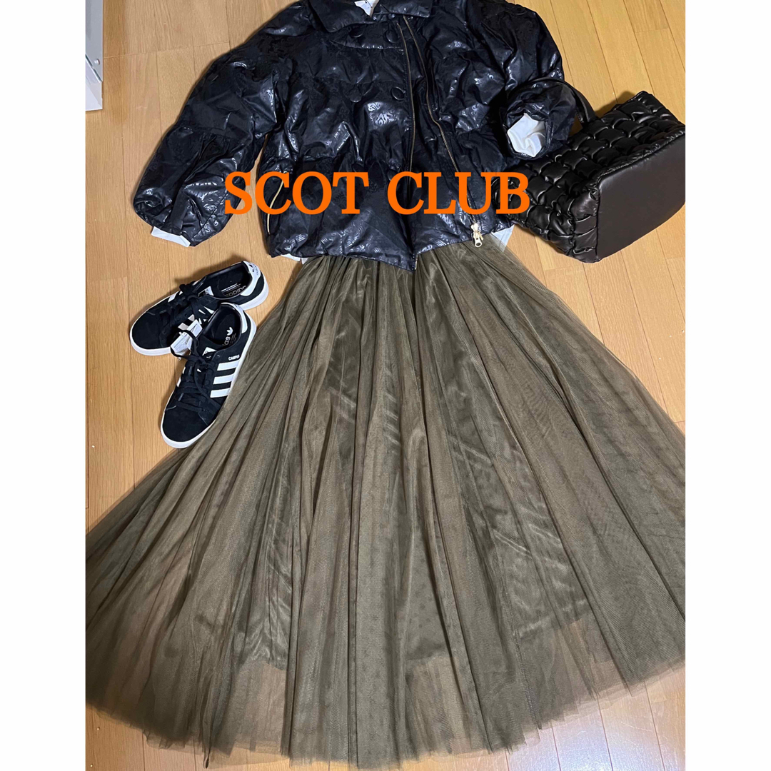 SCOT CLUB(スコットクラブ)の新品タグ付き　SCOTCLUB  カーキ　チュールスカート レディースのスカート(ロングスカート)の商品写真