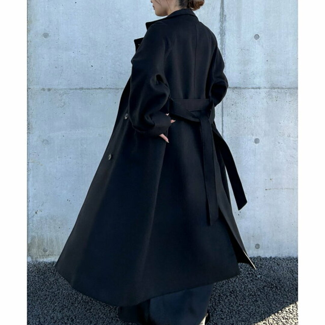 JUNOAH(ジュノア)の【ブラック】スタンドカラー袖折り返しコート レディースのジャケット/アウター(トレンチコート)の商品写真