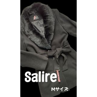 サリア(salire)のサリア//ラビットファー付/薄手コート/M(ピーコート)