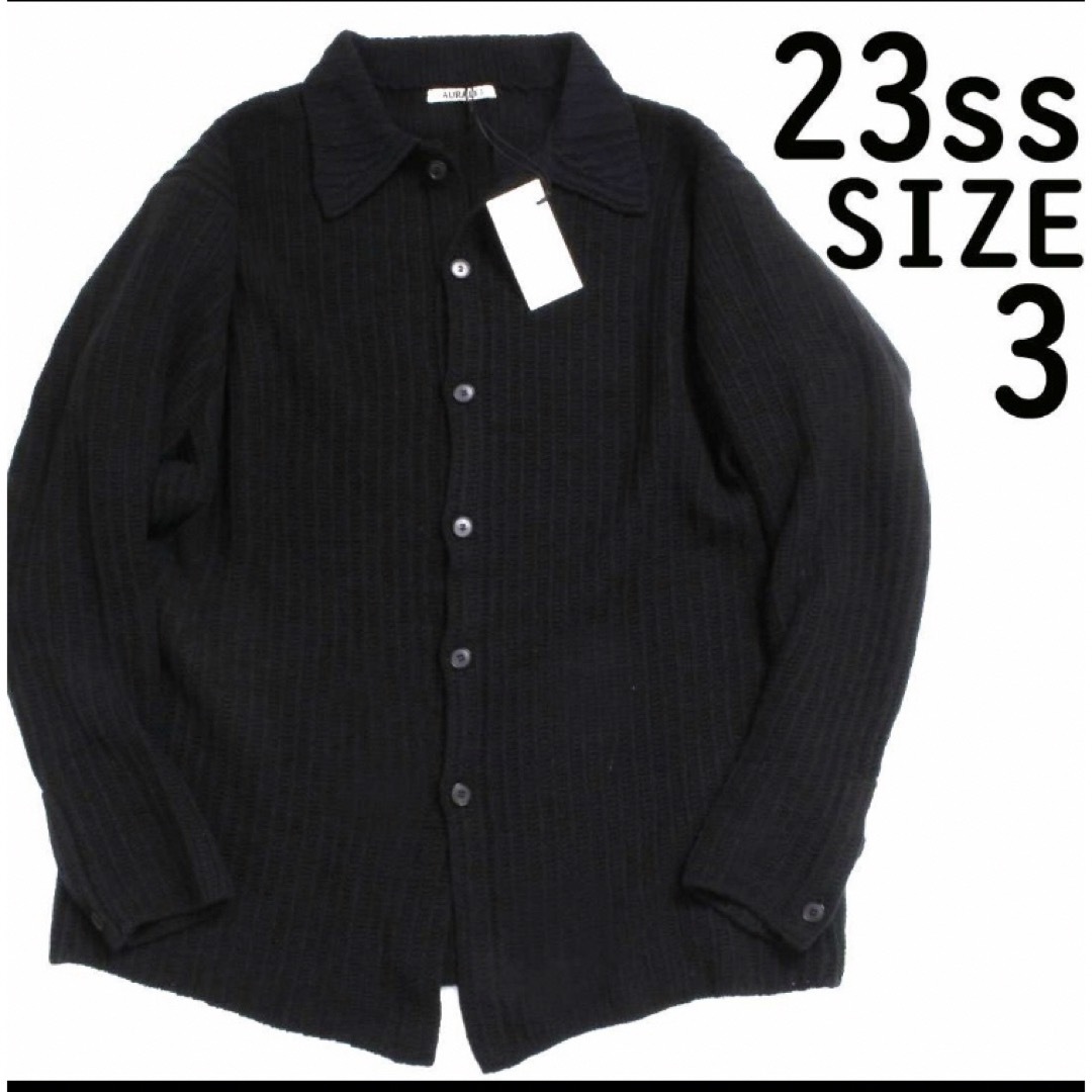 AURALEE オーラリー A23SC01HA BRUSHED COTTON WOOL RIB KNIT SHIRT ニット シャツ ブラック系 4